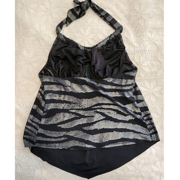 Miraclesuit Magicsuit Shine On Nicole Black Silver Tankini Top Size 8 - Picture 3 of 9